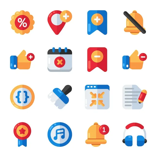 Premium vector set of accessories flat icons