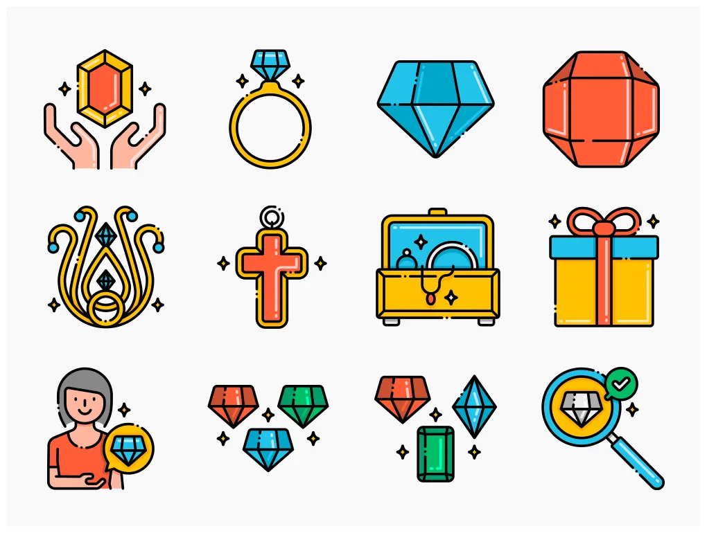 65 decorative accessories icon set flat icons