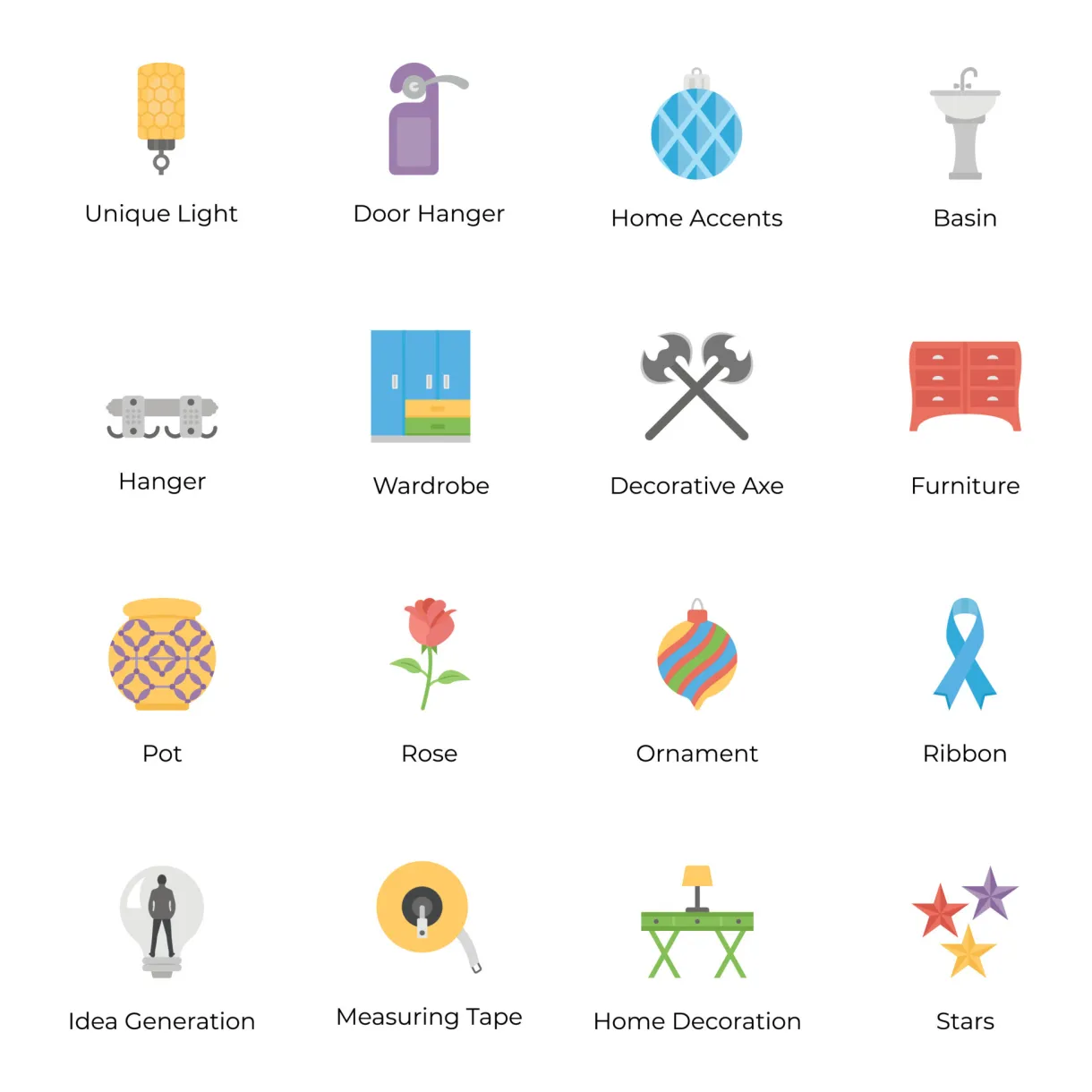 Decor accessories flat icons pack 15399520 vector art at vecteezy