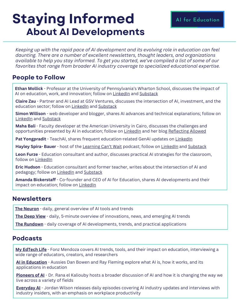 Downloadable Resources — AI for Education