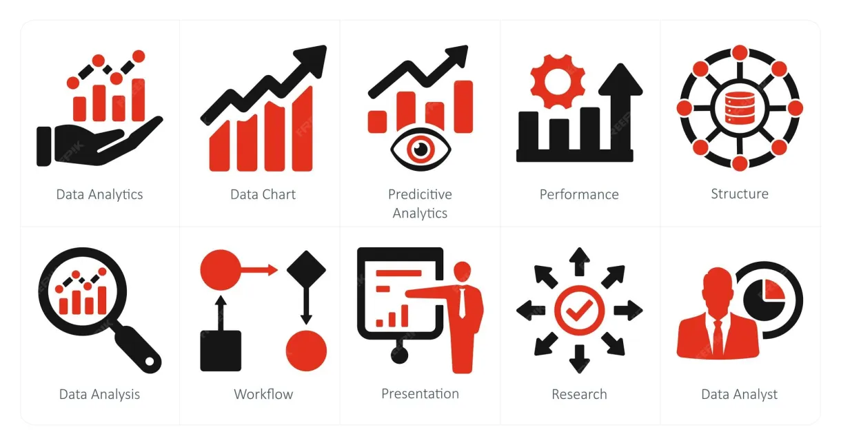 Premium vector a set of 10 data as data analytics