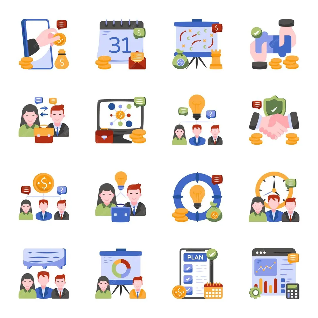 Premium vector pack of business analytics flat icons