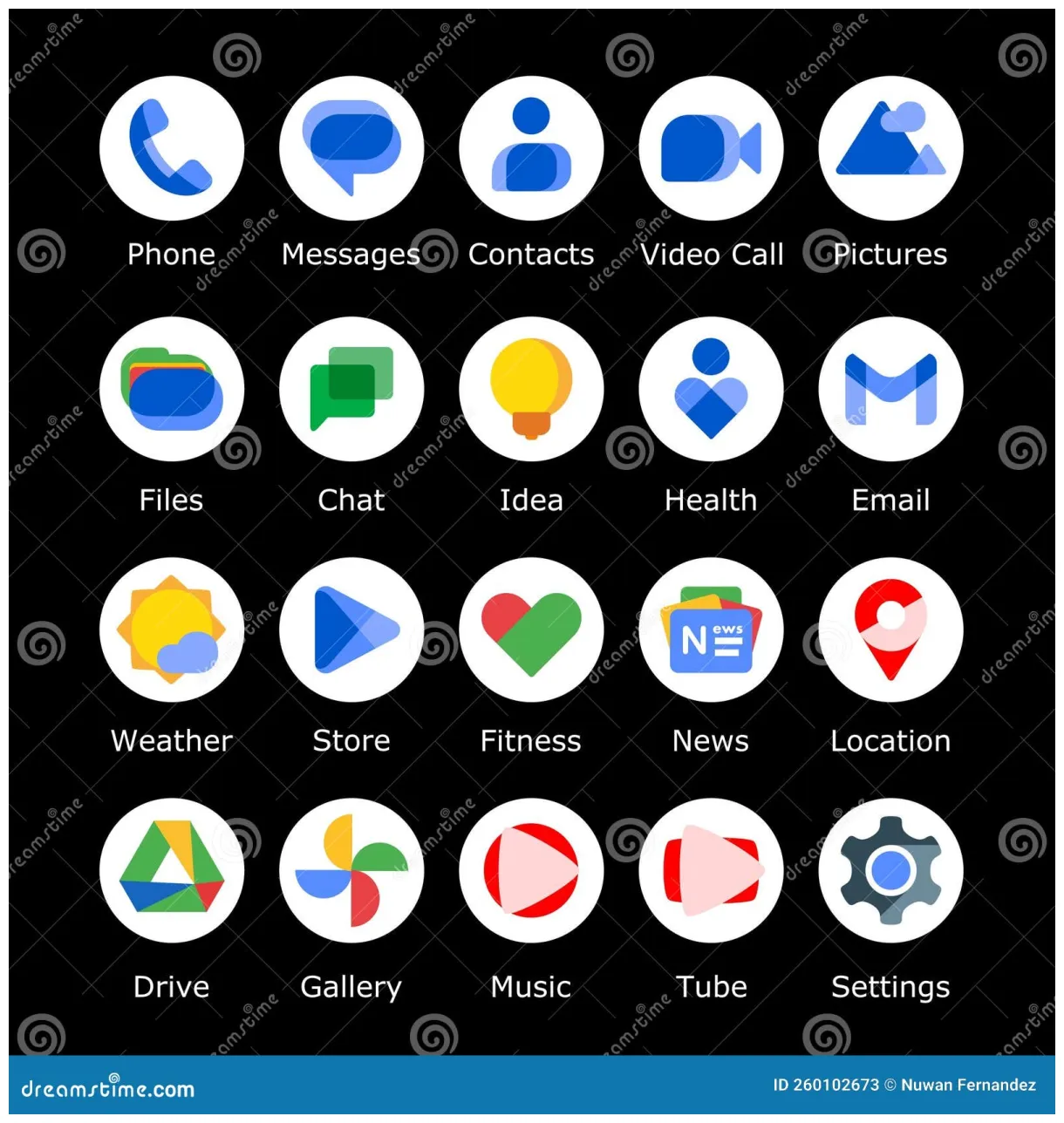 Android icons on isolated . android vector icons on isolated