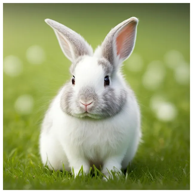 Sedate coelho anão branco de páscoa retrato de corpo inteiro sentado em printable coloring page