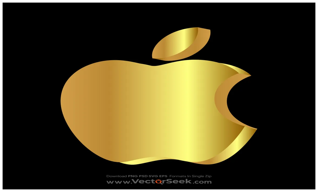 Apple 3d gold logo in png svg vector format