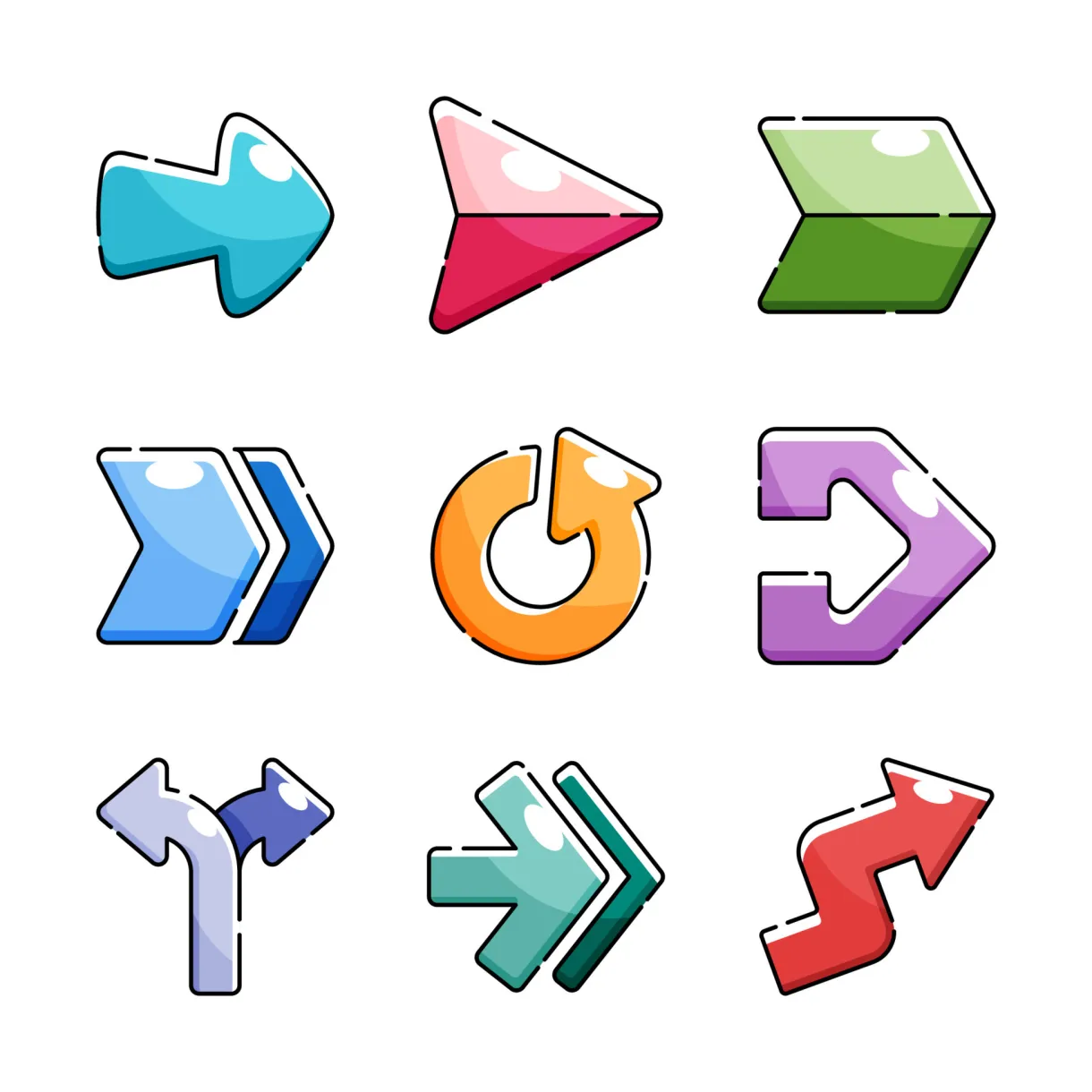 Arrow icons set 10061831 vector art at vecteezy