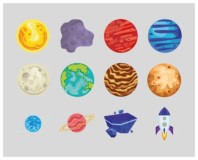 Free vector set of icons astronomy