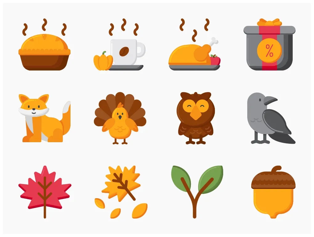 85 autumn icon set flat icons