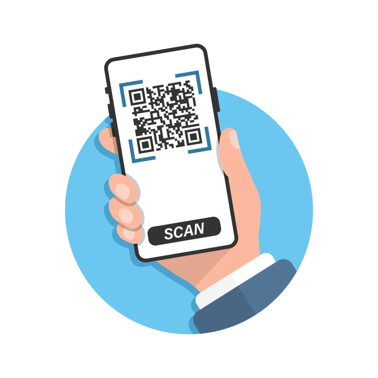 Qr code scan illustration in flat style. mobile phone scanning vector