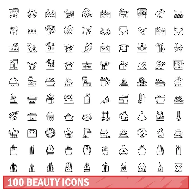Premium vector 100 set outline style