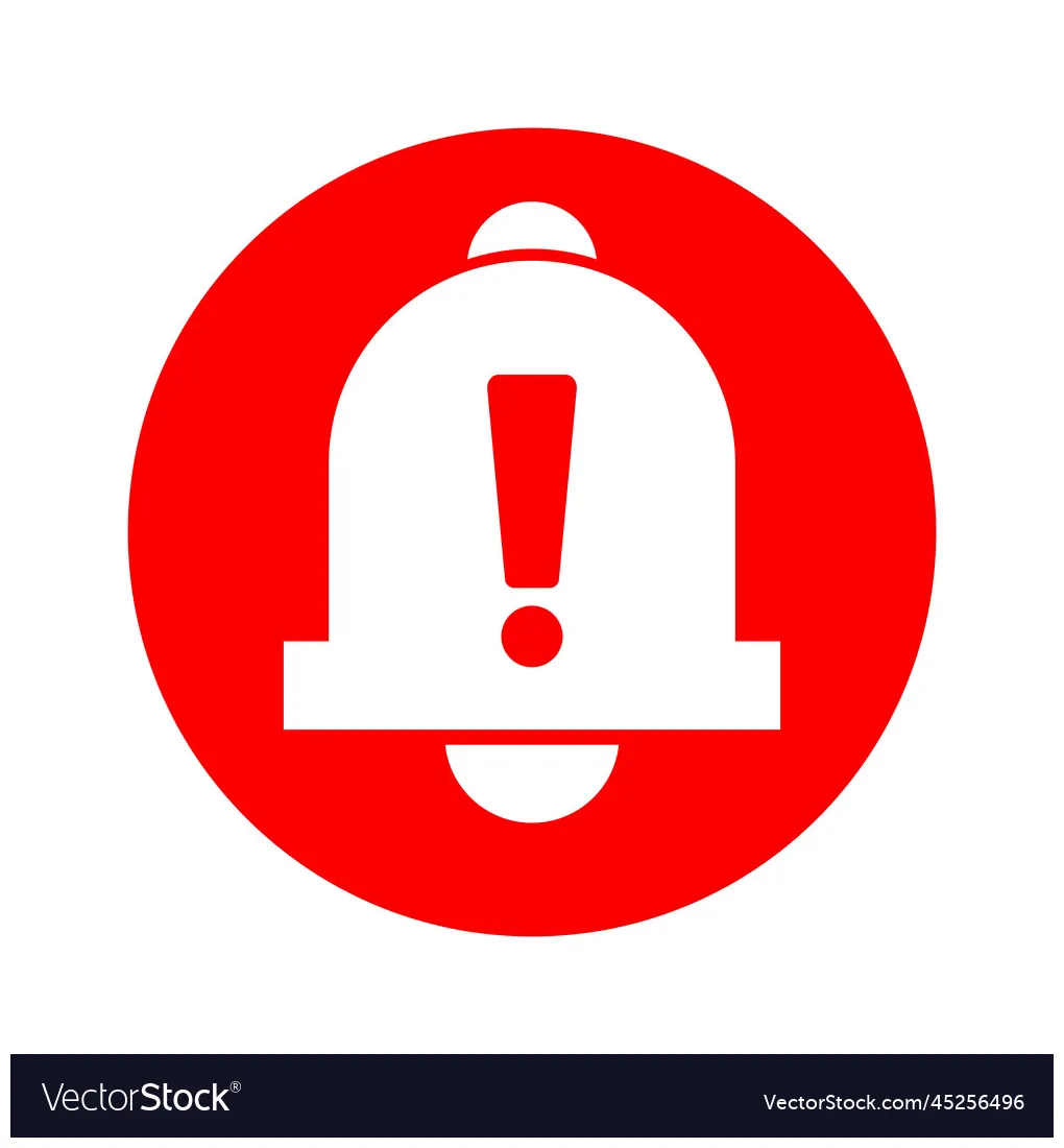 Emergency alert bell icon or warning and danger vector printable coloring page