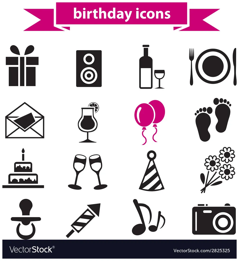 Birthday icons Royalty Free Vector Image - VectorStock