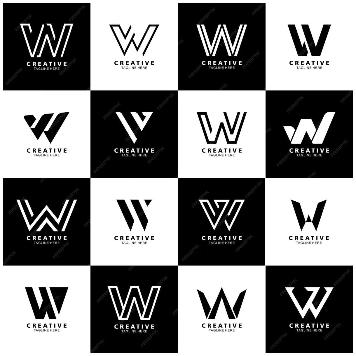 Premium Vector | A set of black and white logos for creative