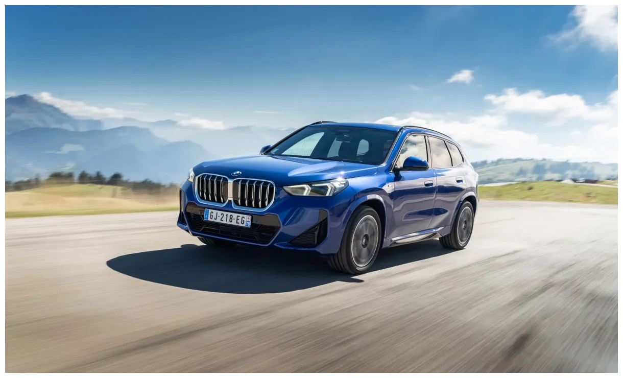 2023 BMW X1 M Portimao Blue Poses For The Camera For France Premiere