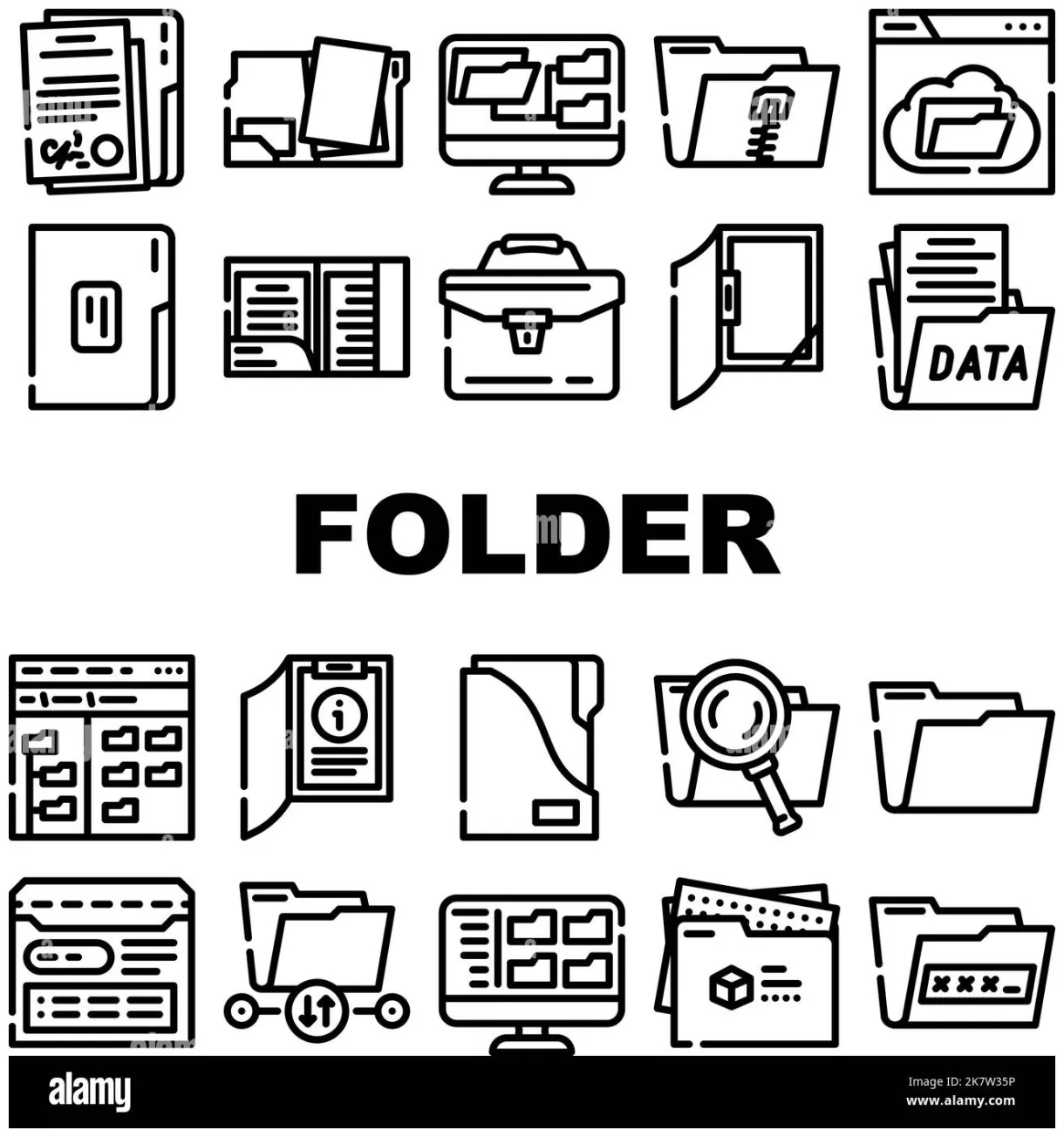 Folder document business file icons set vector stock vector & art