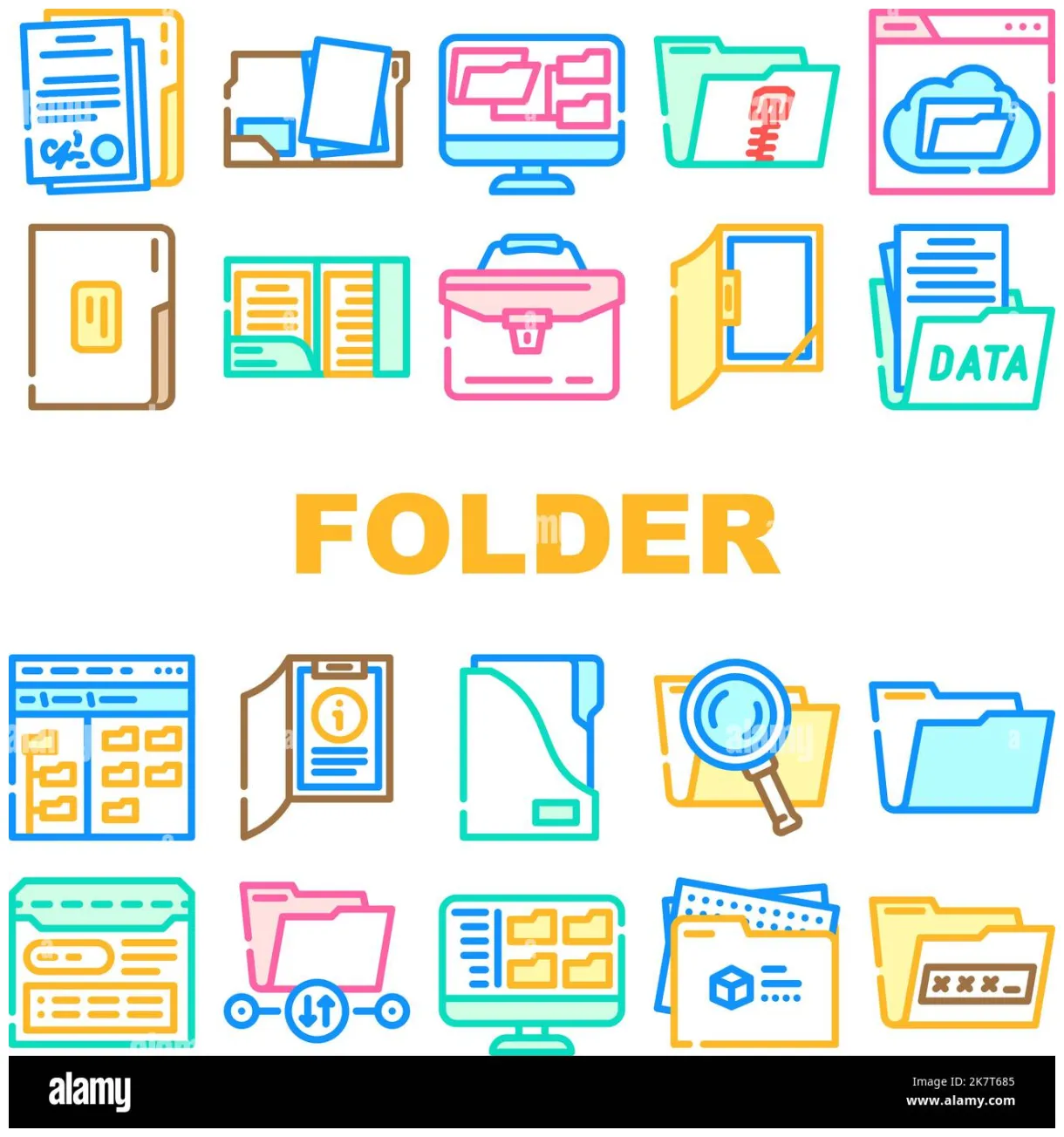 Folder document business file icons set vector stock vector & art