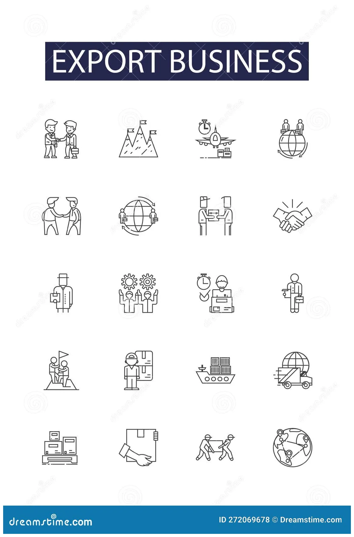 Export business line vector icons and signs. business, trade, shipment