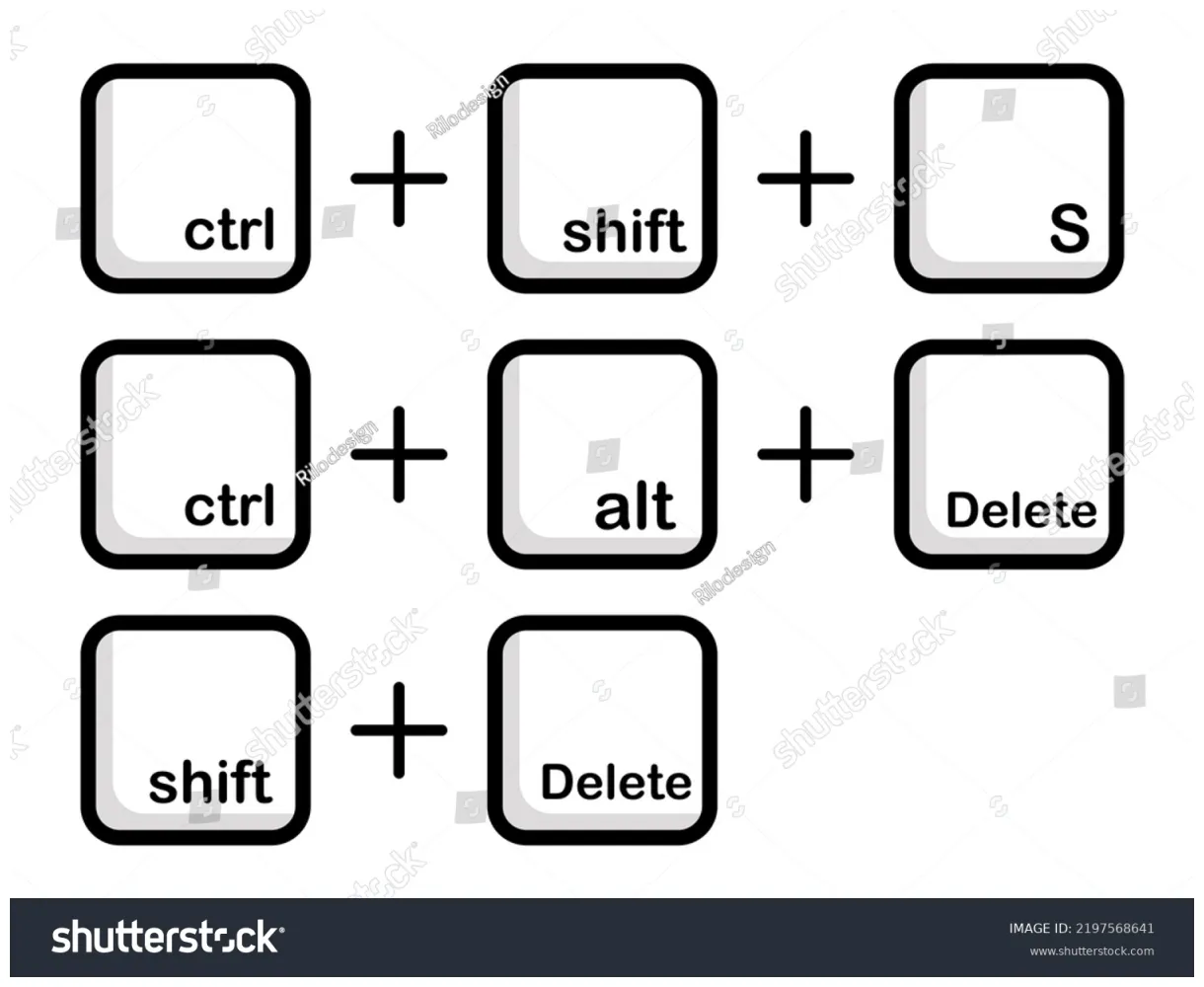Illustration shortcut button control white outline stock vector