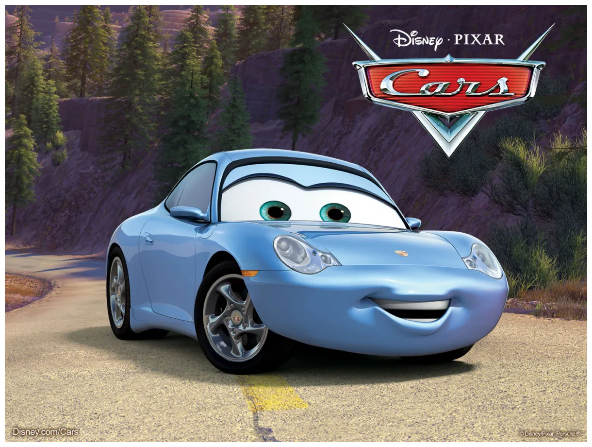 Sally the porsche sports car from pixar’s cars movie