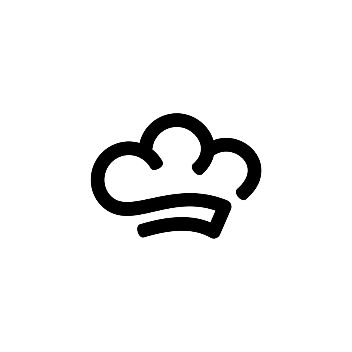 Simple chef hat logo. chef hat with cloud in line icon style. outline