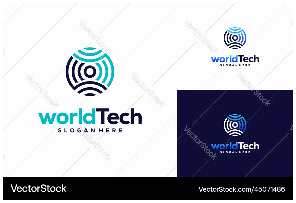 Modern tech circle logos vector