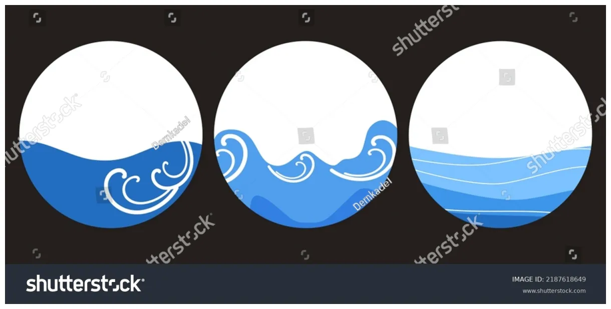 Set abstract blue wave circle logos stock vector