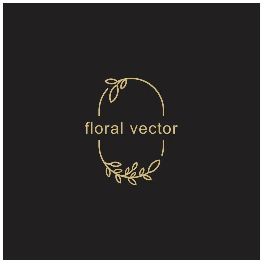 Vector floral logo template in elegant and minimal style with gold
