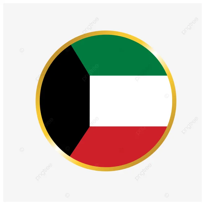 Flag of kuwait icon logos with circle golden shiny frame vector, kuwait printable coloring page