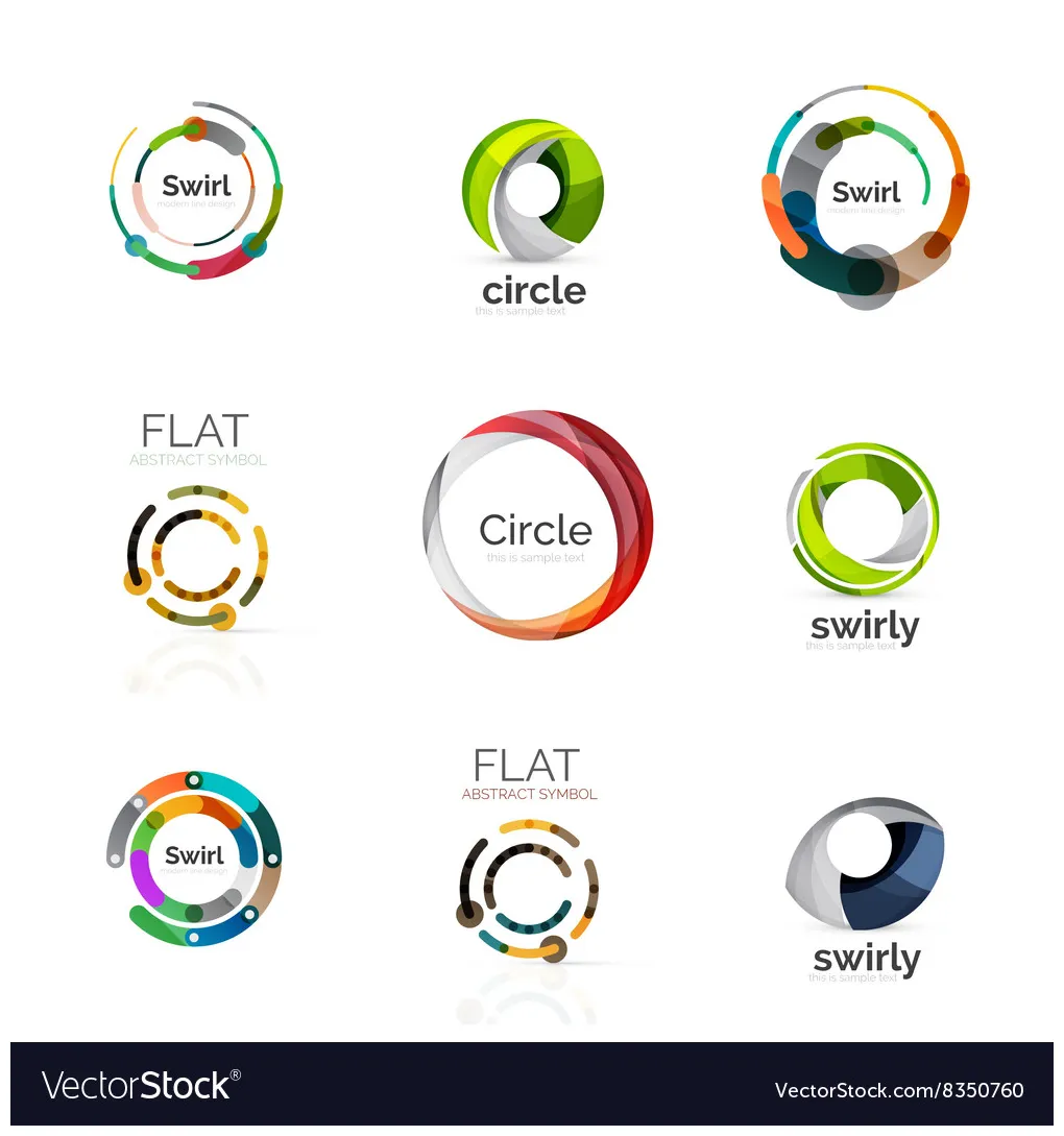 Set of various circle logos vector printable coloring page