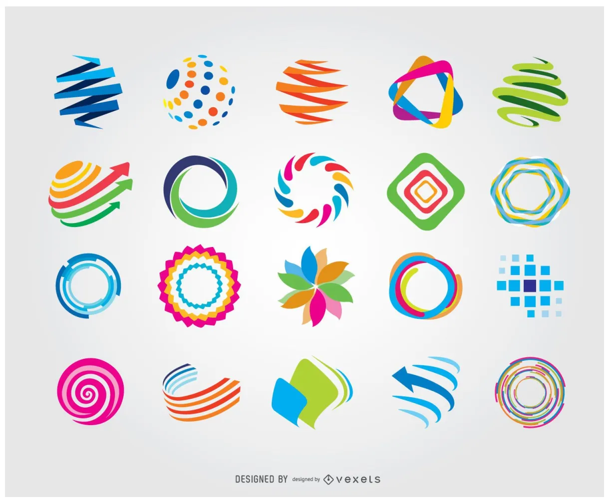 Creative circle globe colorful logos vector download