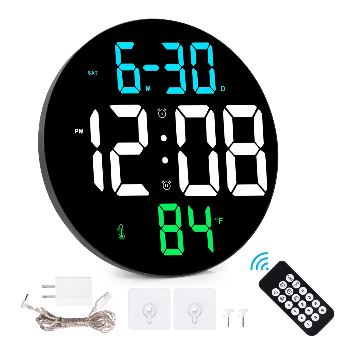 Digital wall clock, led digital clocks large numbers wall display w printable coloring page