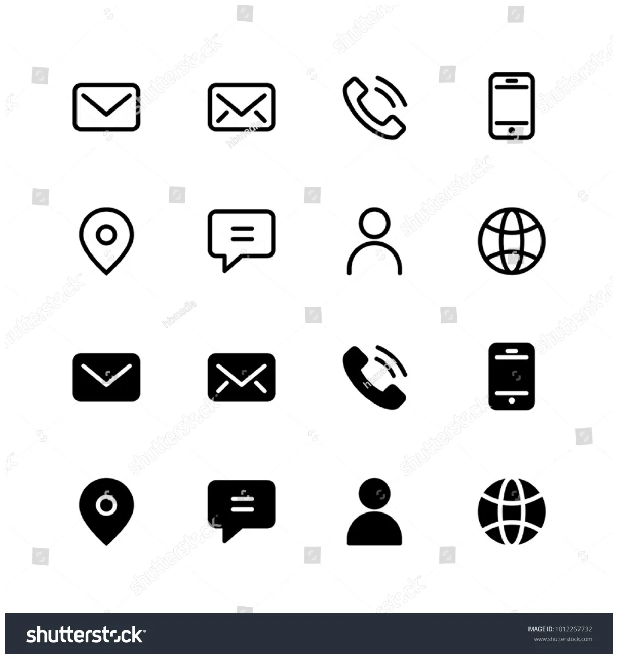 Contact icon set stock vector 1012267732 shutterstock