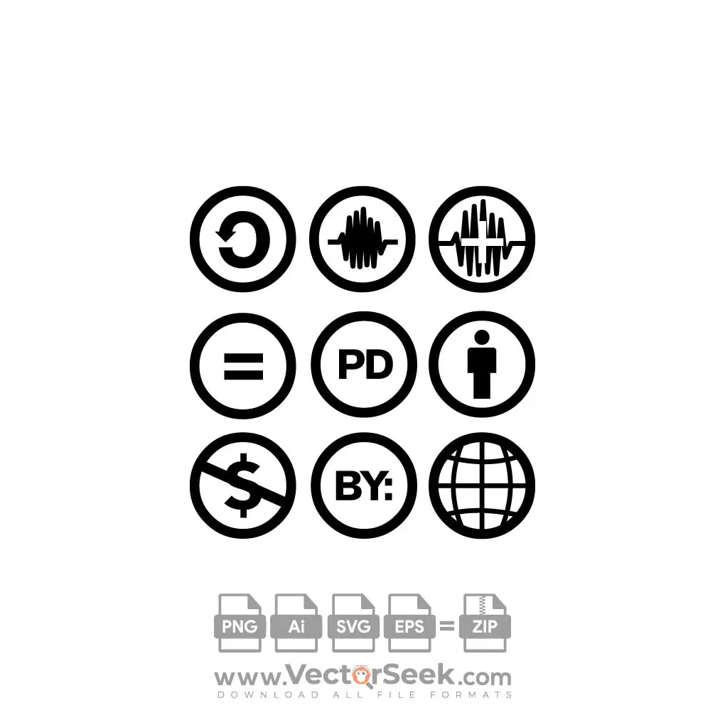 Creative commons license logo in png svg vector format