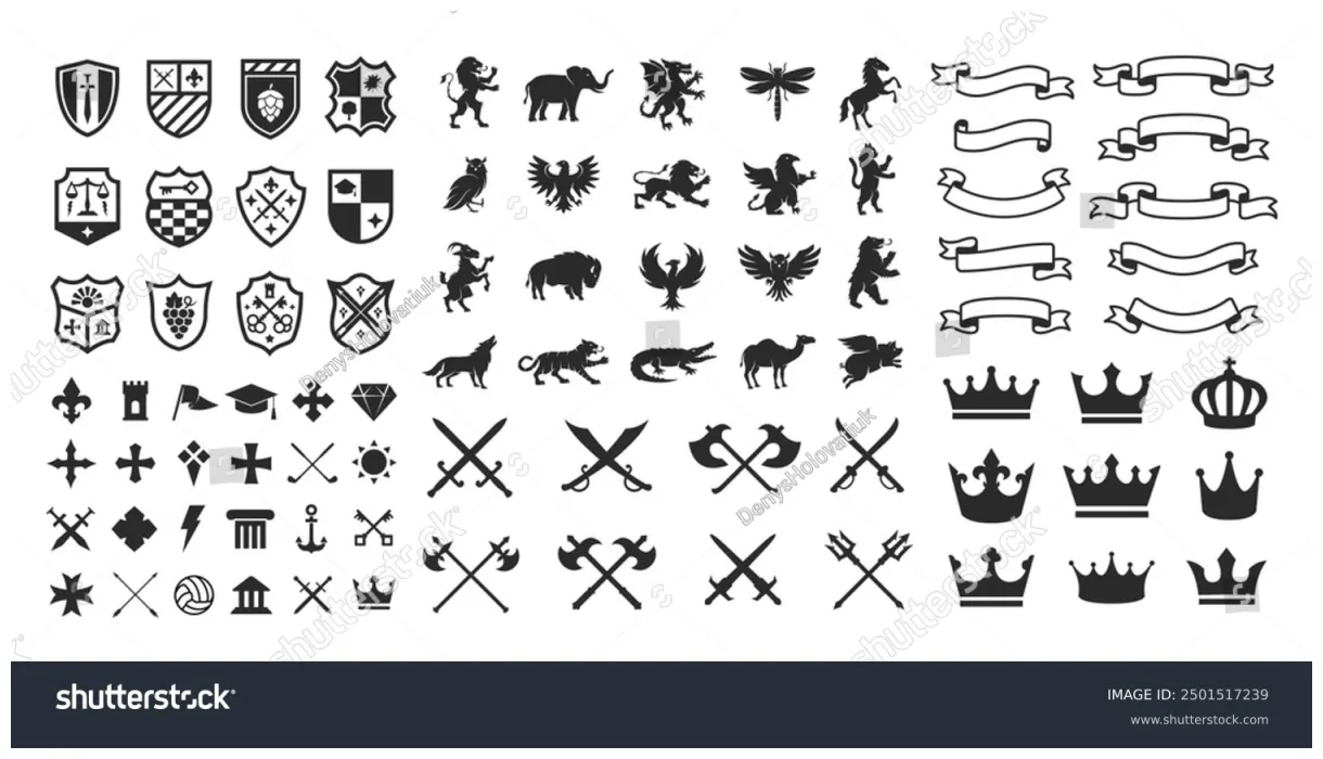 Heraldic crest logos elements set heraldic stock vector