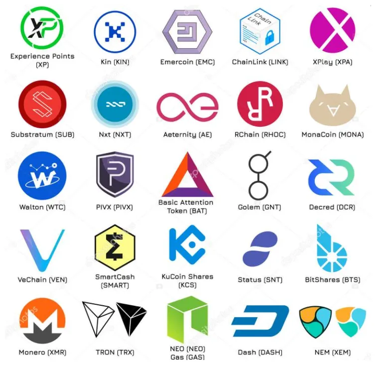 Crypto logos colour