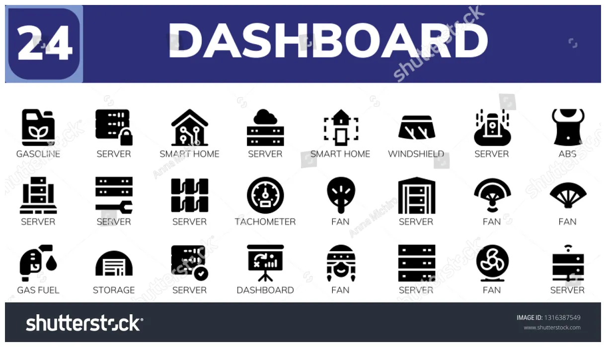 Dashboard Icon Set 24 Filled Dashboard Stock Vector (Royalty Free