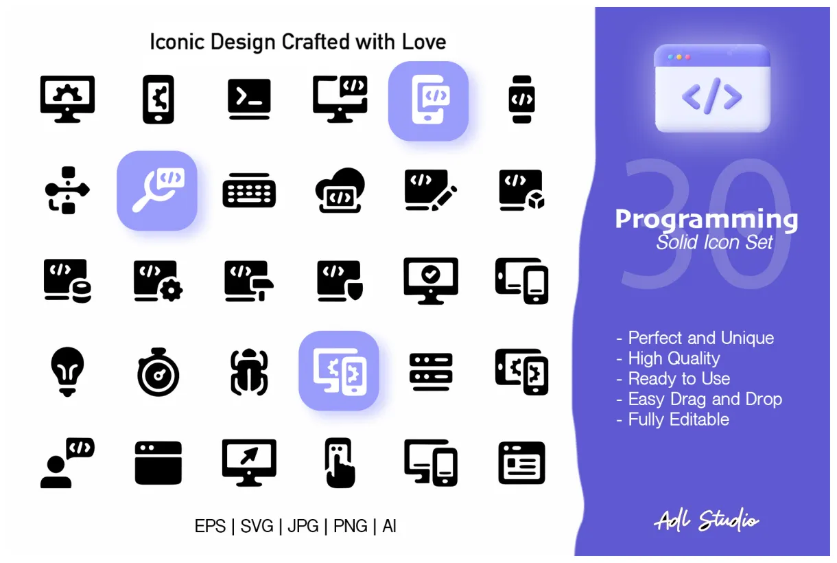 Pack solid icons ~ creative market