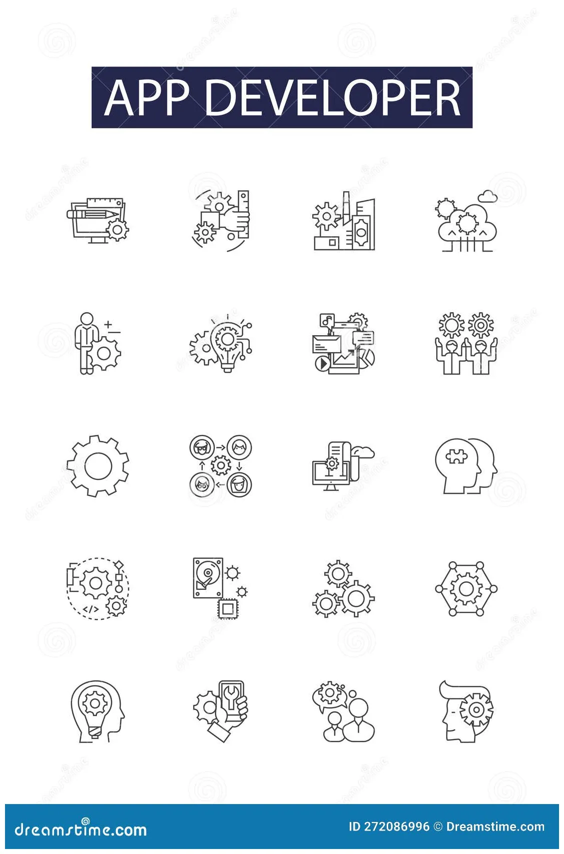 Web developer line icons collection. html, css, javascript, bootstrap