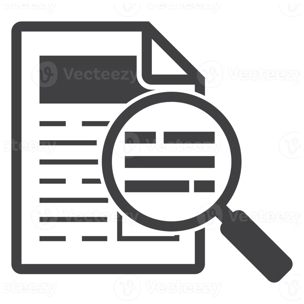 Magnifying glass with document page icon 17346306 png