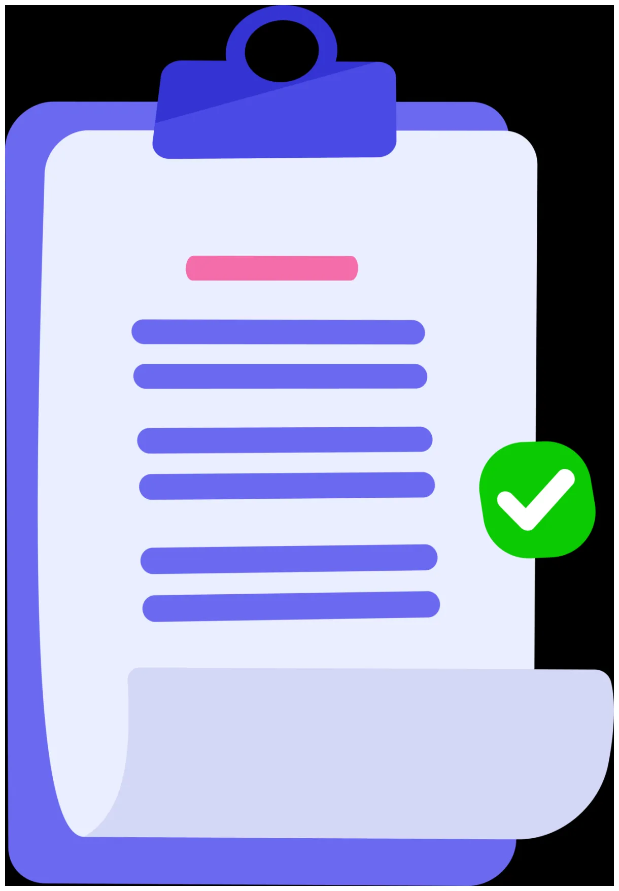 Document icon with checkmark. clipboard icon with document paper