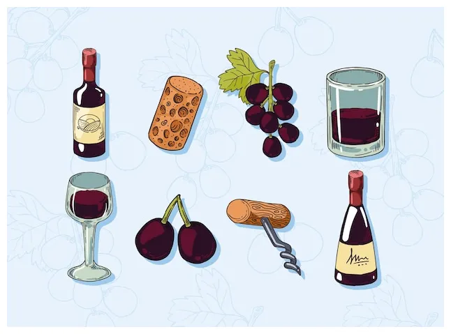 Premium vector eight wine printable coloring page