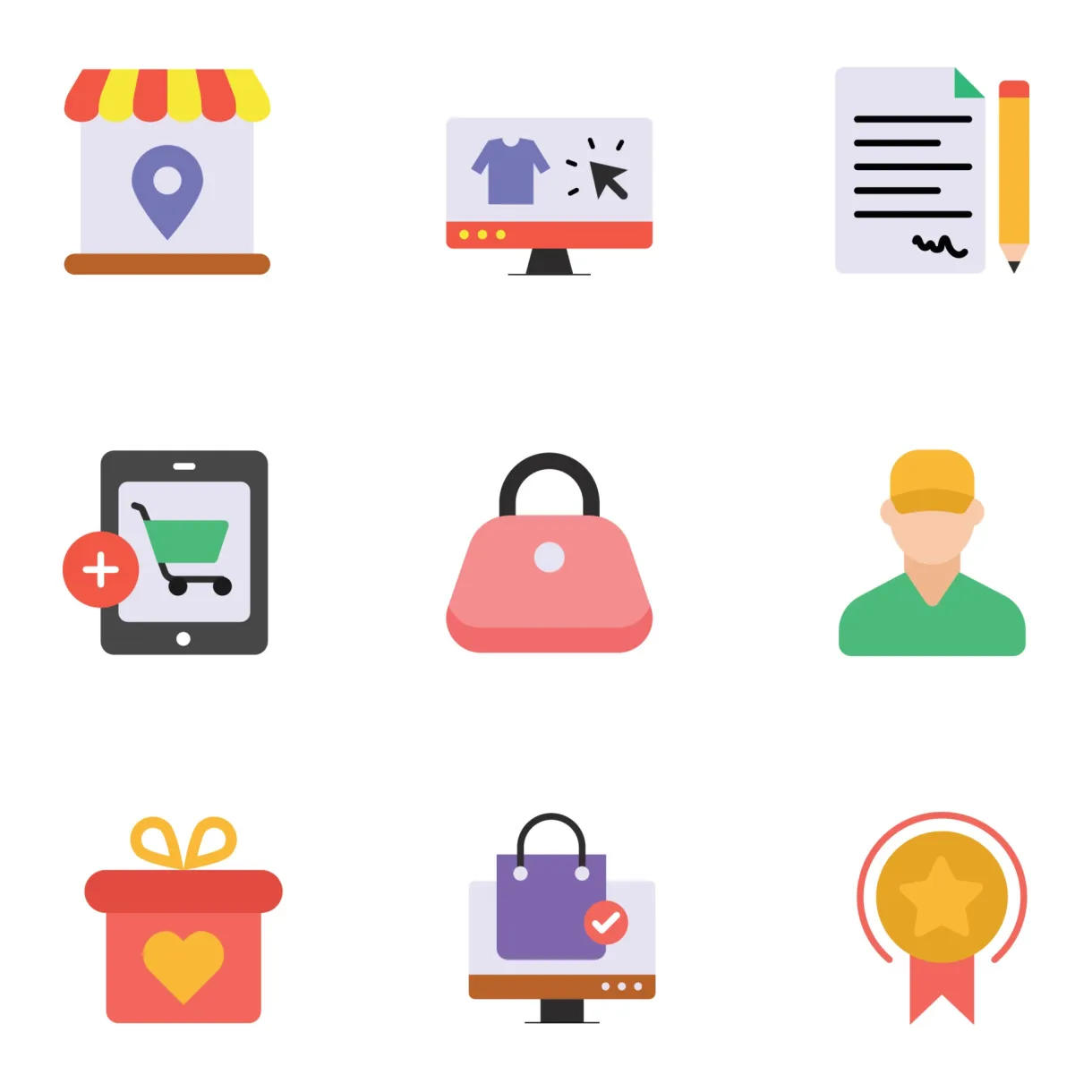 E commerce flat icons sets 3252189 vector art at vecteezy