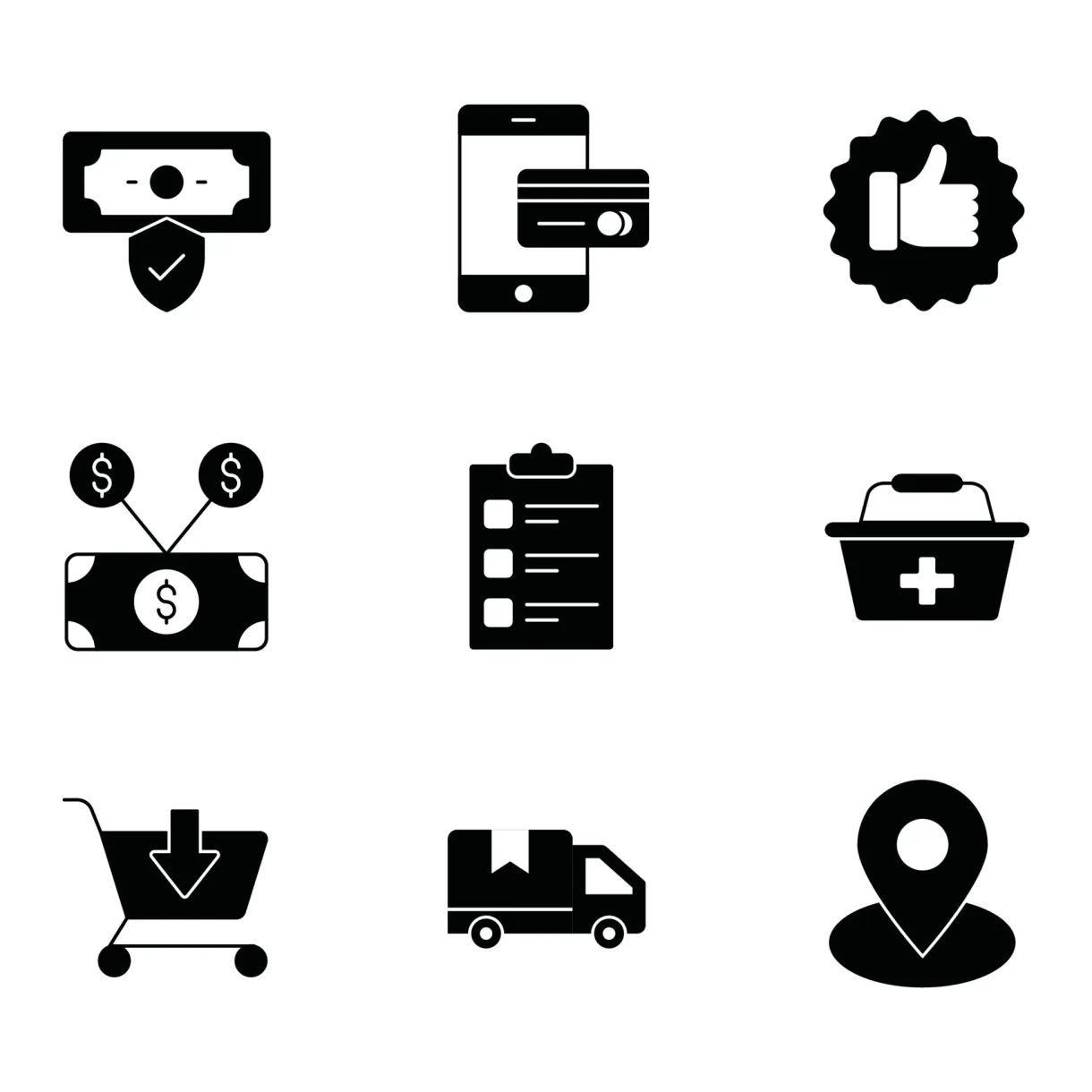 E commerce glyph icons set 3578043 vector art at vecteezy