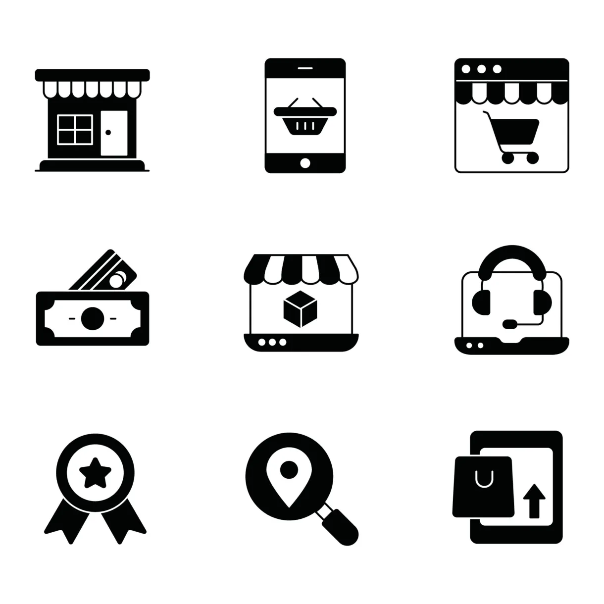 E commerce glyph icons set 3578053 vector art at vecteezy