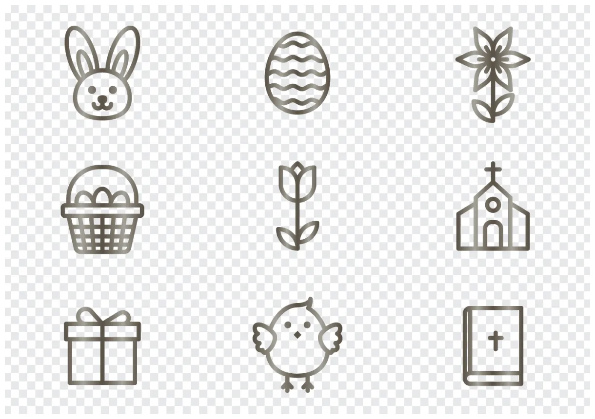 Easter icons 148699 vector art at vecteezy