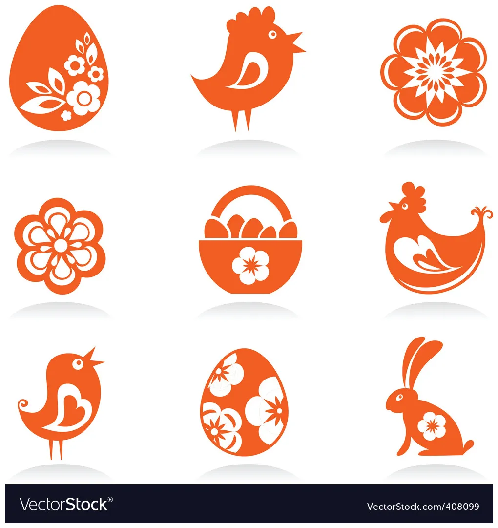 Easter icons vector vectorstock