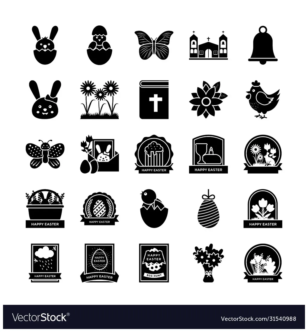Easter icons set vector vectorstock printable coloring page