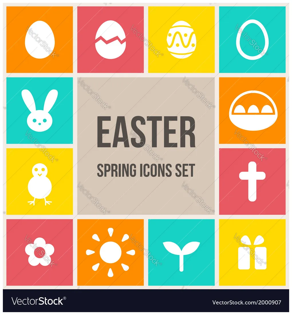 Easter icons set vector vectorstock