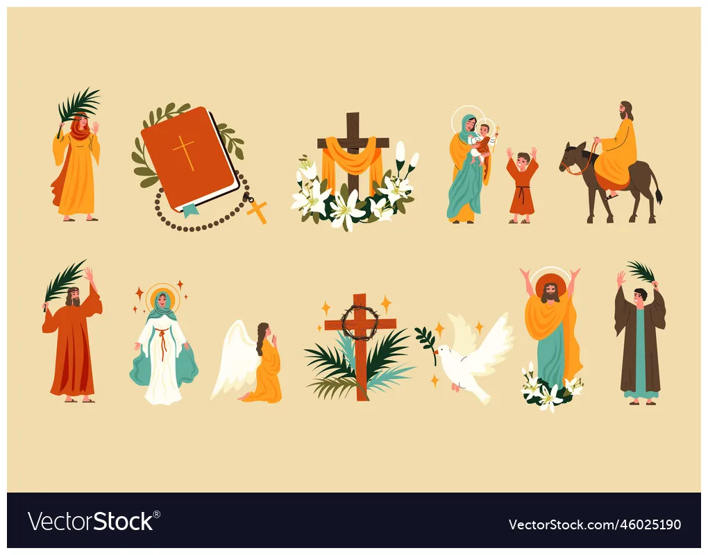 Easter icons set vector vectorstock