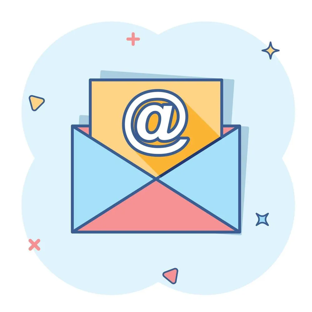 Mail envelope icon in comic style. email message vector cartoon